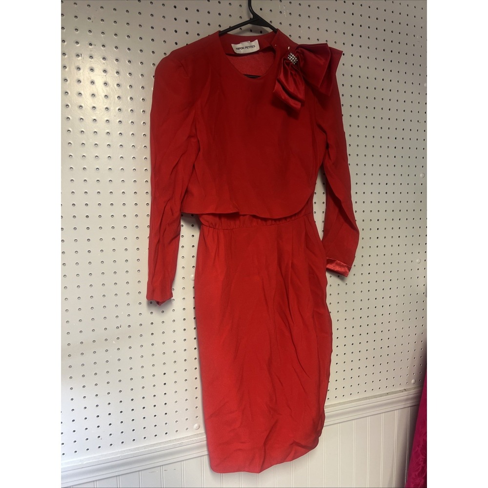 Vintage 80's Red Nipon Petites Dress Womens Size 2
